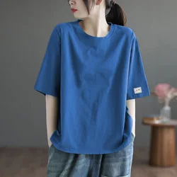 Elegant Fashion Harajuku Slim Fit Female Clothes Loose Casual Sweat All Match Tops Women Solid O Neck Insert Short Sleeve Tees