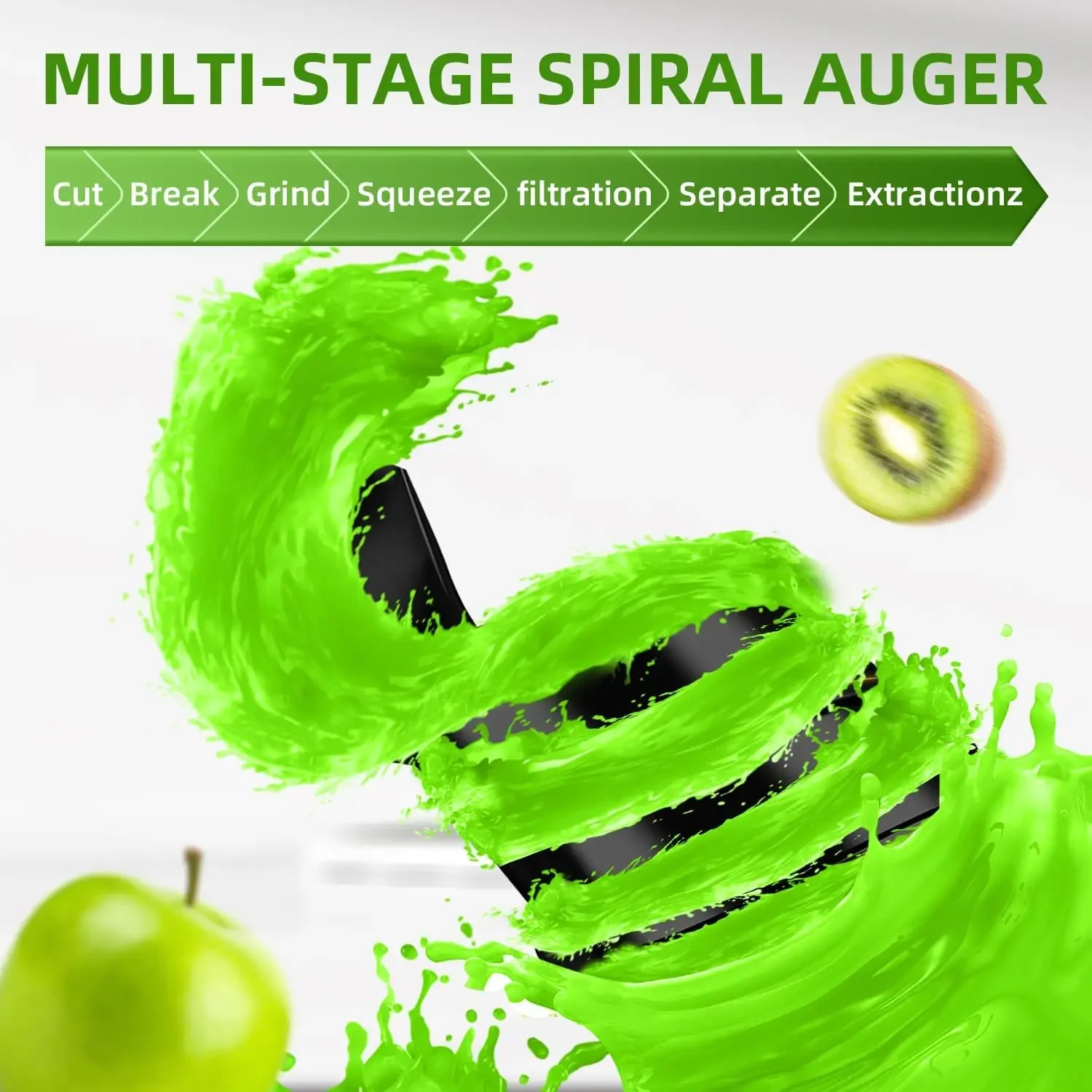 Juicer Machines, 350W Masticating Juicer with 5.8" Inch Large Feed Chute for Whole Fruits and Vegetables, Slow Juices Extractor