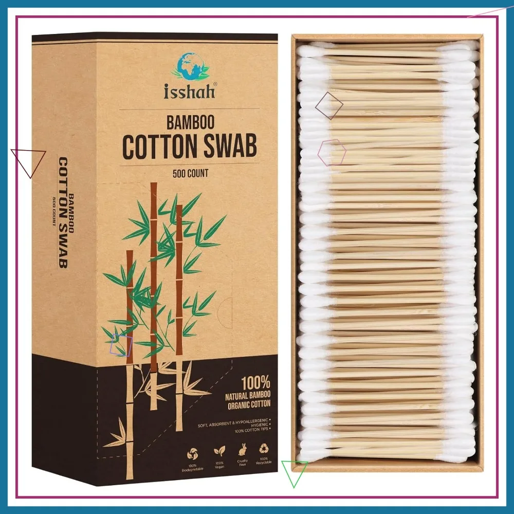 

Bamboo Cotton Swabs 500ct - FSC Certified, Eco Friendly, Plastic Free, Biodegradable