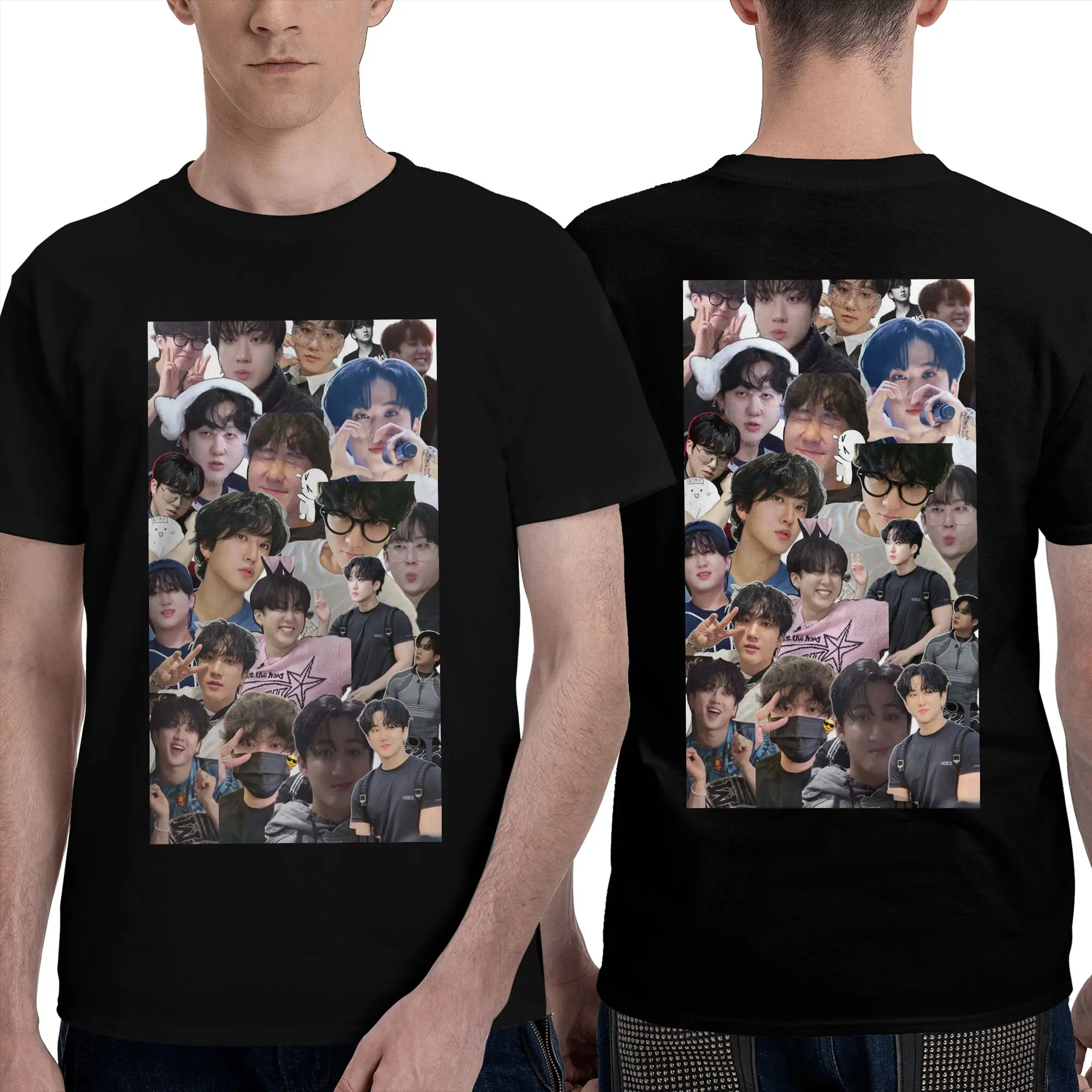 Новая мужская футболка Seo Changbin, двусторонняя, оверсайз, с круглым вырезом, хлопковая, короткая, летняя