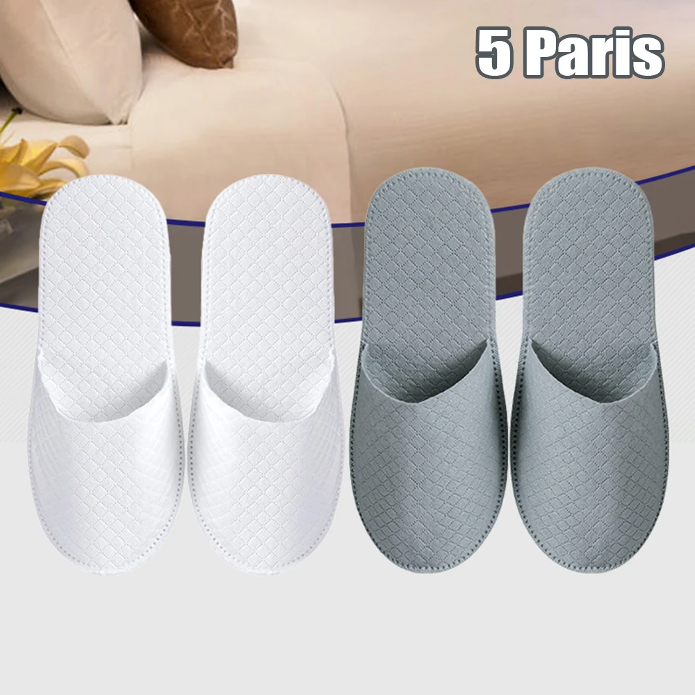 5 pairs/lot Spa Guest Slippers Closed-toe Disposable Slippers for Men and Women Suitable for Families Guest Hotel Travel