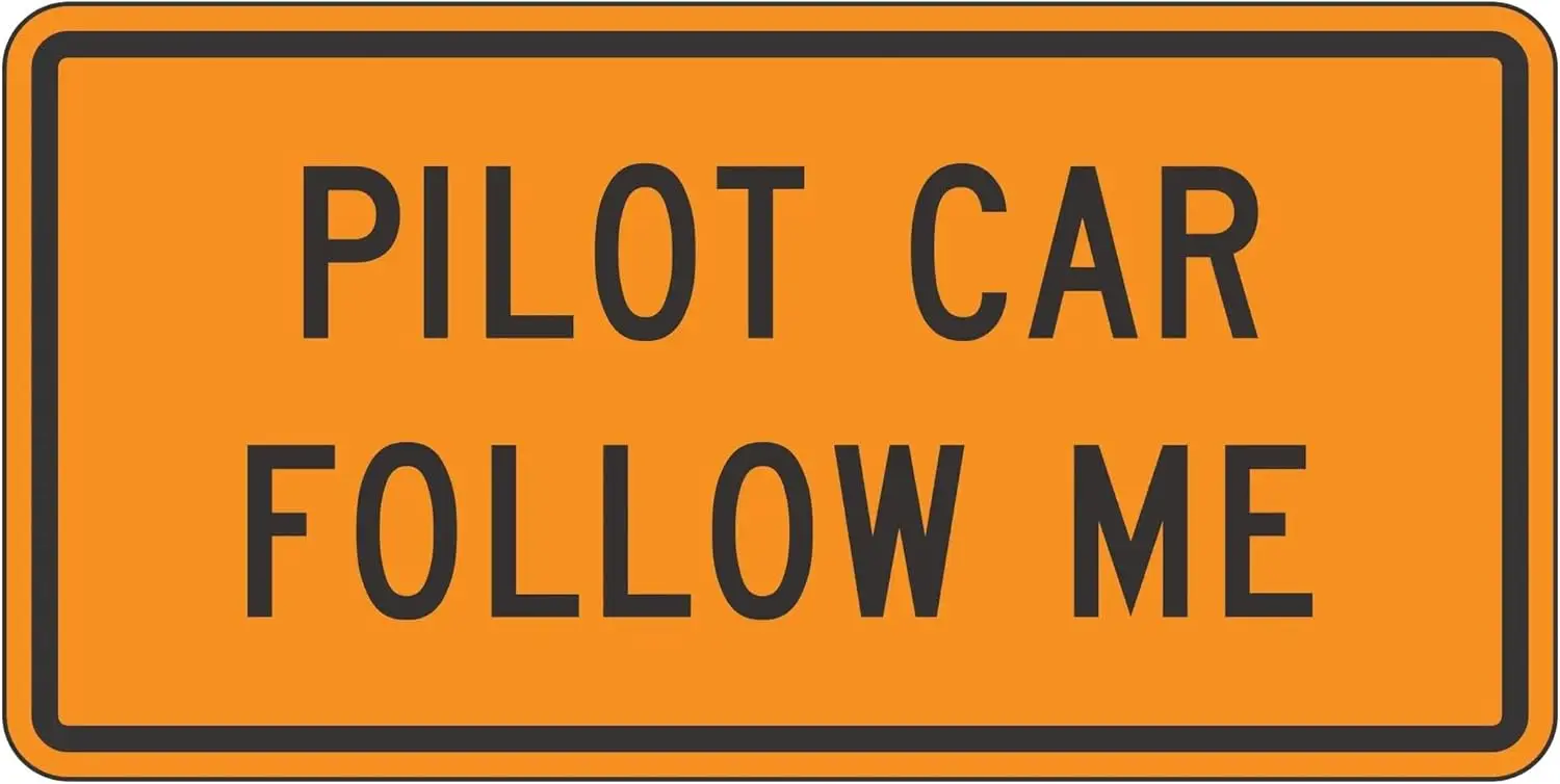 Pilot Car Follow Me Sign Construction Signs Warning Caution Metal Tin Sign,  in-aluminum