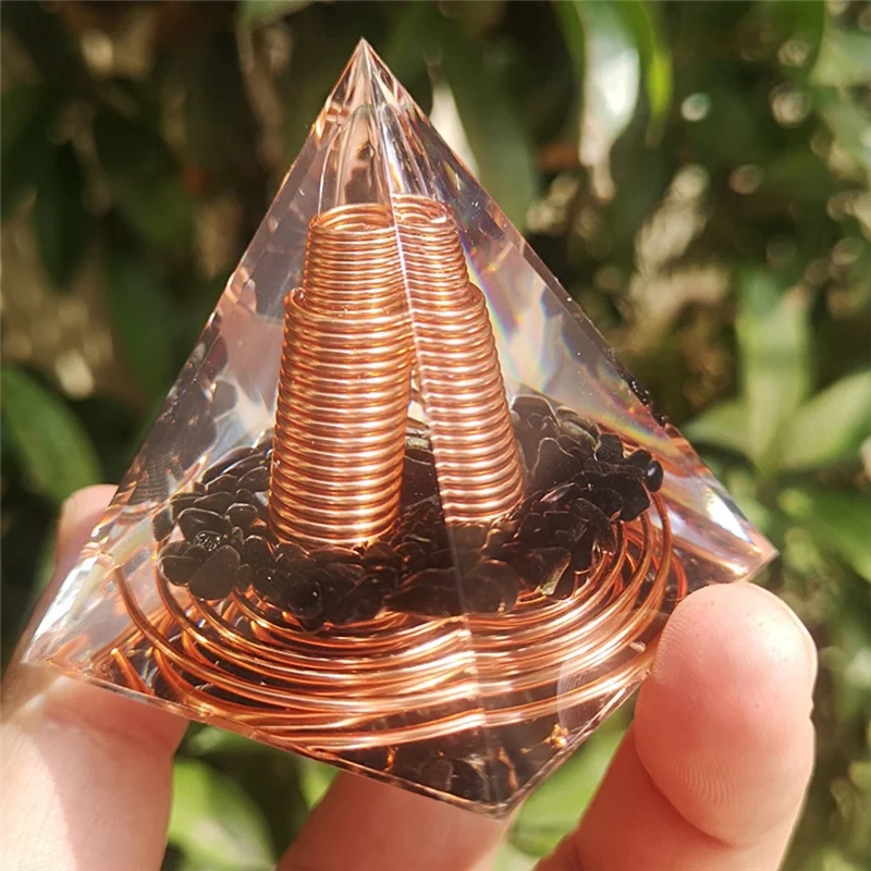 New 6cm Crystal Gravel Spiral Pyramid Spiral Coil Pyramid Handmade Home Furnishing Crafts Spiral Copper Wire