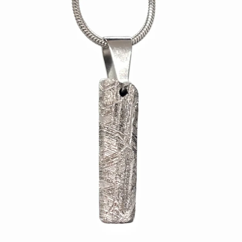 Gibeon Meteorite Pendant Natural Iron Meteorite Hand Polished Rectangle Bar Pendant Jewelry For Collection Gift LK627