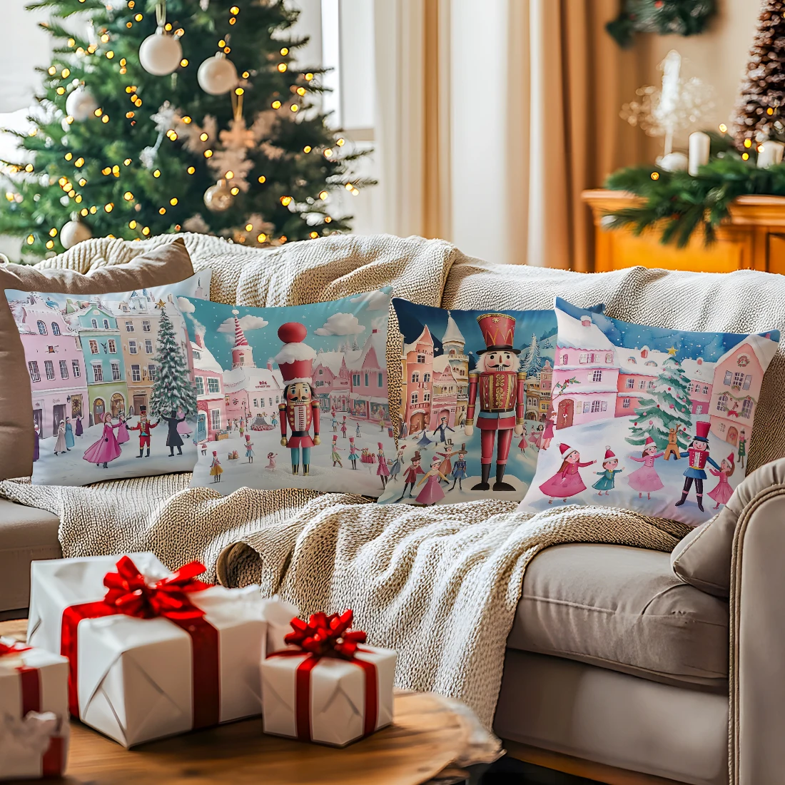 

Nutcracker Ballet Dancer Pillowcase Printed Polyester 40/45/50cm Throw Pillowcover Decorative Sofa Cushion Pillowslip Home Decor