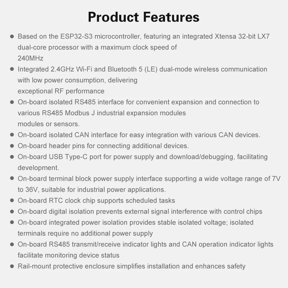 Industrielle ESP32-S3-RS485-CAN 1-Kanal Wifi Bluetooth Relais Industrielle Steuerplatine Rs485 Kann Communicator Typ C – Detail 16