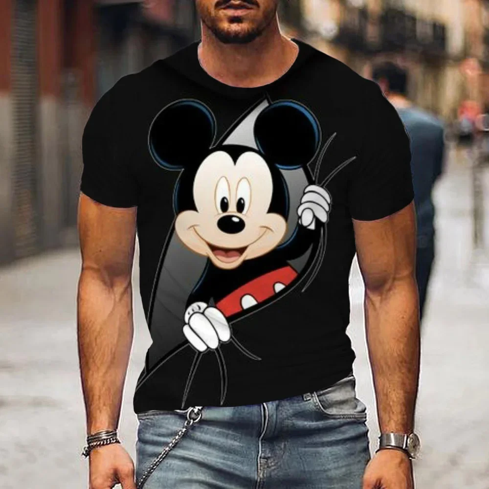 

Disney Men's T Shirt Mickey Mouse 3d Printed Cartoon TShirts Male Summer Couple T-shirt Street Tops Tee