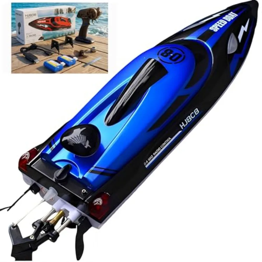 

14 inch Big RC Boat Remote Control Boat for and Adults 25 KPH Fast RC Speed Boat with Two 1100mAh Batteries Waterproof Toy Boat