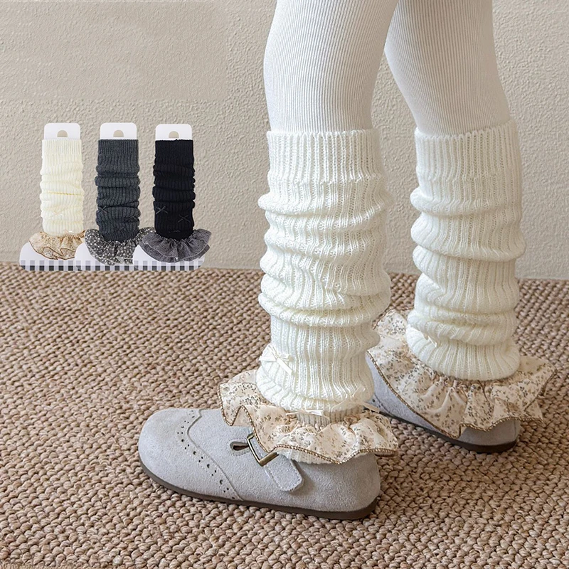 Sweet Girls Leg Warmers Floral Tulle Ruffle Edgeutumn Winter Warm Leg Covers Long Boot Tube Leg Sleeves for Girls