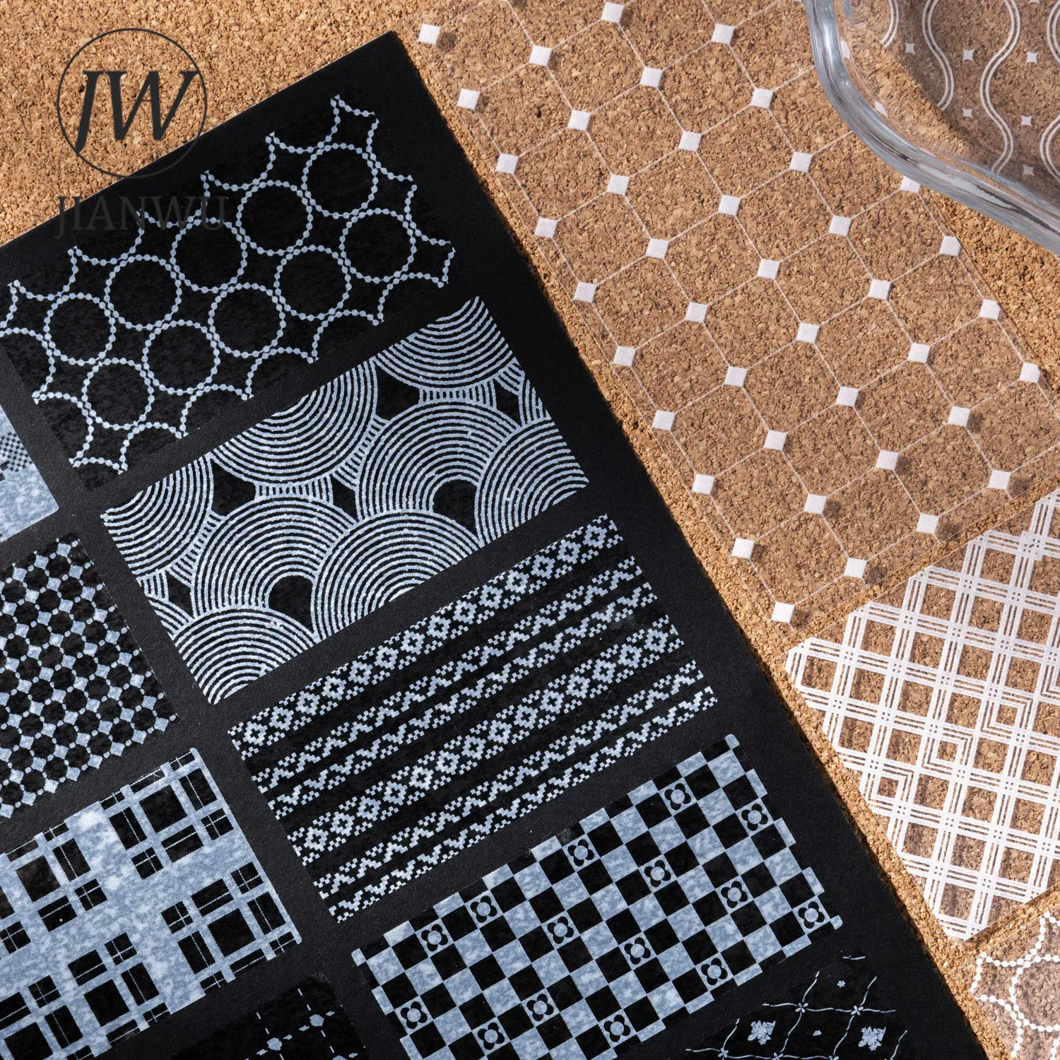 JIANWU Blank Space Collection Series Vintage Gird Pattern Landscape Material Collage PET Sticker Creative DIY Journal Stationery
