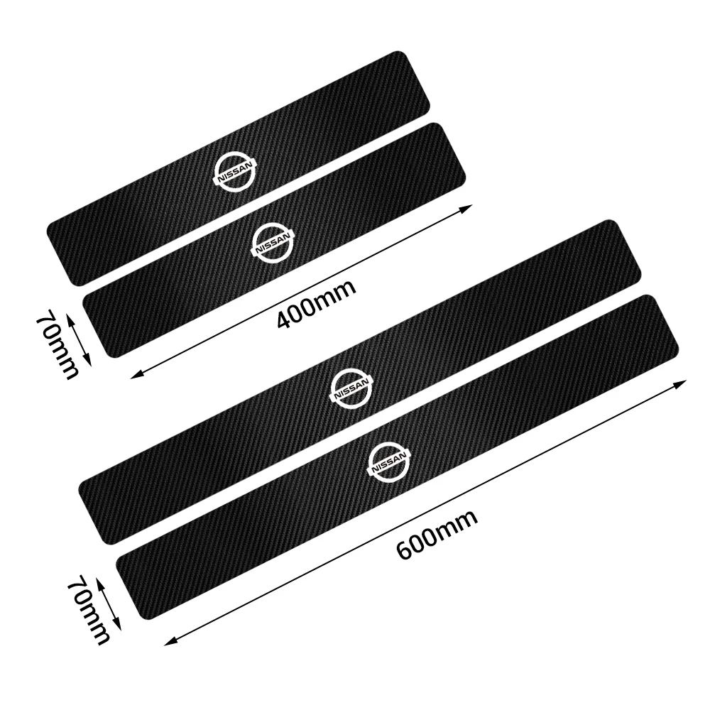 4PCS Car Door Sill Carbon Fiber Sticker Threshold Side Anti Scratch Tape Decal For Nissan Qashqai Nismo Versa Juke Kicks Patrol