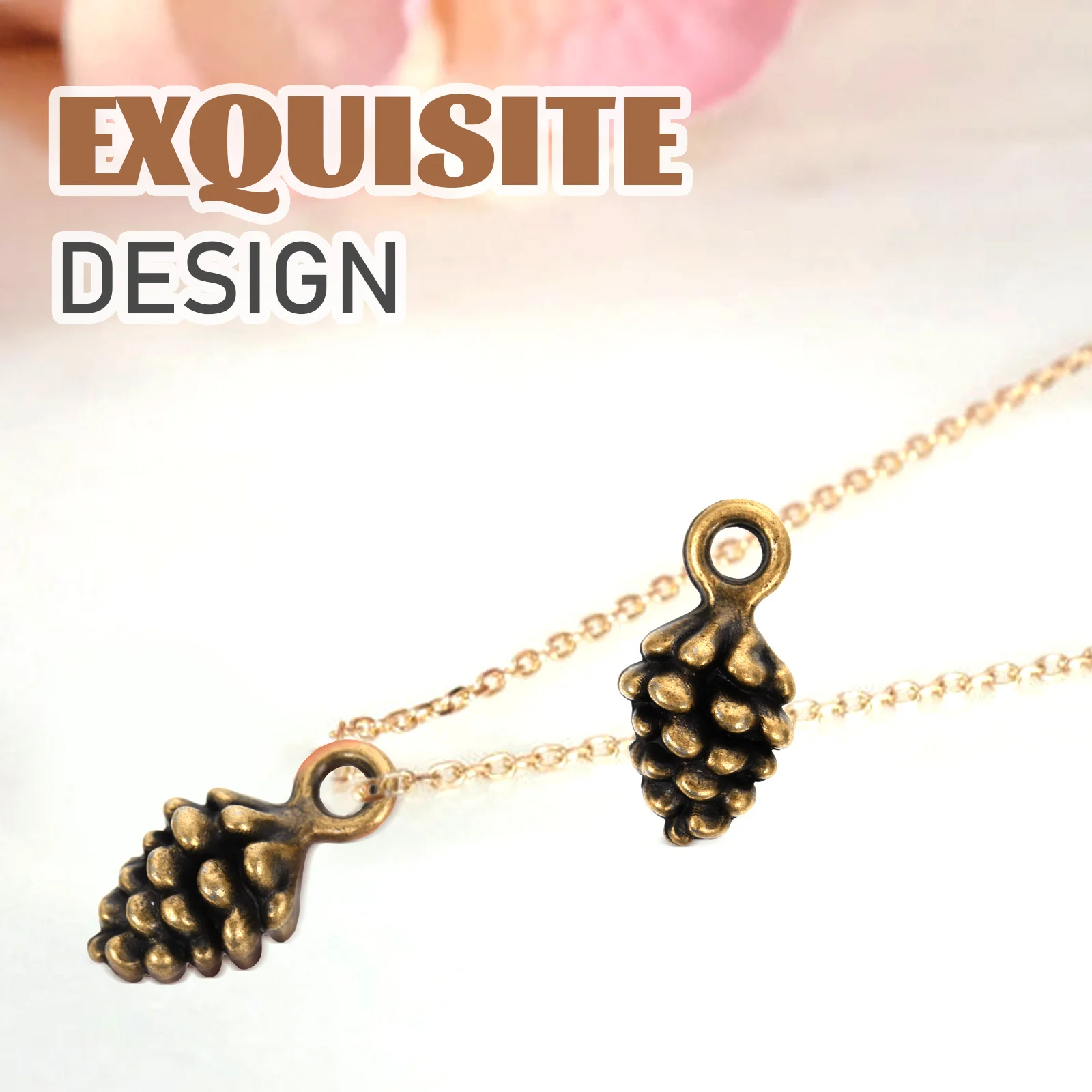 

60pcs Pine Cone Shape Charms Jewelry Making Charms Tibetan Style Pendant Alloy Diy Earring Necklace Keychain Hanging 3D Design