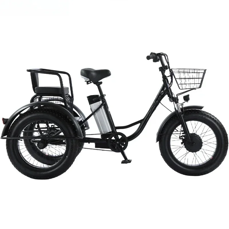 Passenger Seat For Adult 48V 500W Powerful Lithium Battery Removable 20 Inch Bike 3 Wheeled Electric Tricycle With