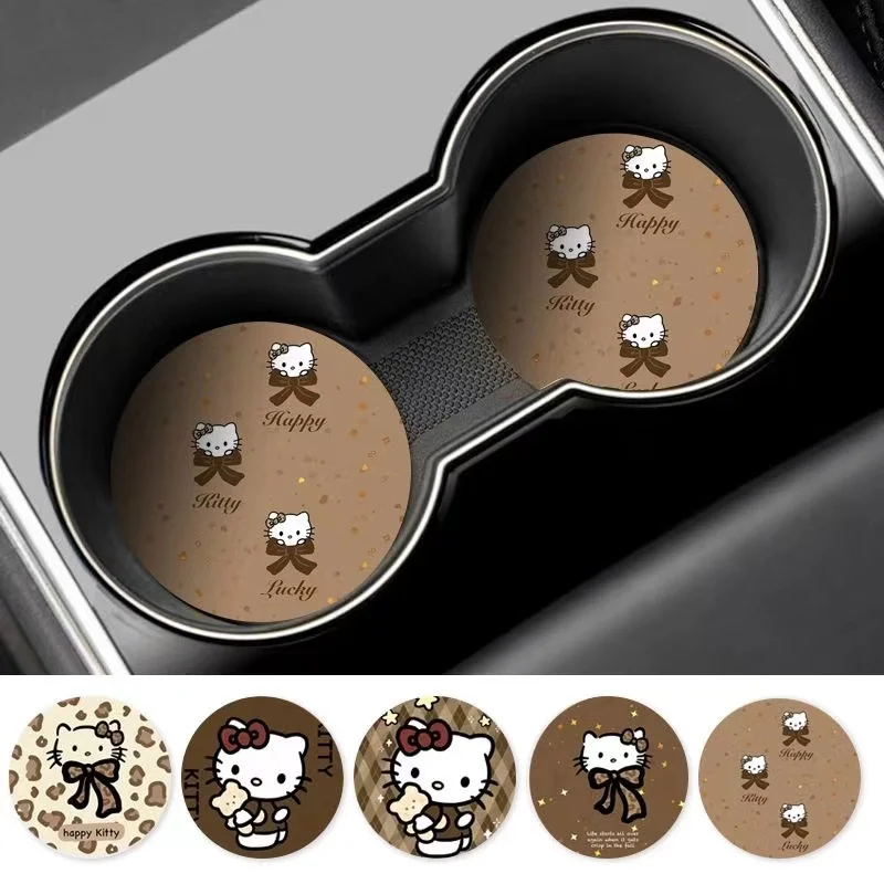 Hug Bear, Katie Cat Car Cup Mat, Car Goods, Creative Water Cup Mat, Car Interior Decoration, Non Slip Storage Mat, Universal