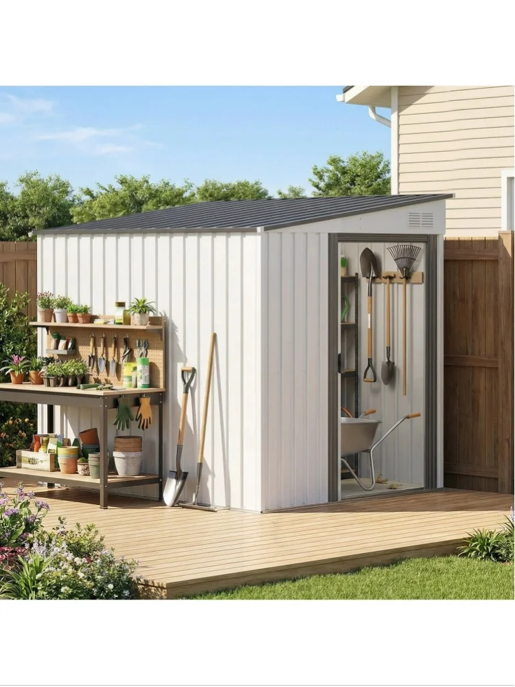 Outsunny Metall Gerätehaus 2,81m² 154x206,5x181 cm Geräteschuppen mit Pultdach