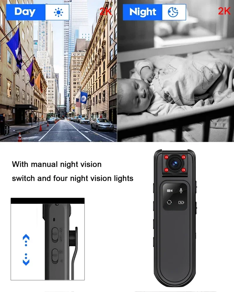 Ultra high definition 2.5K portable camera, police human body camera, infrared night vision device, mini digital recorder