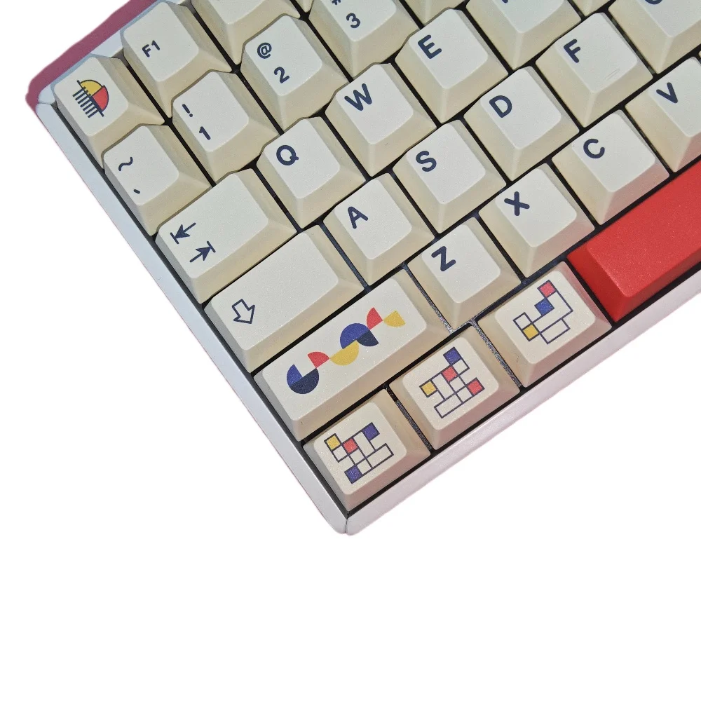 146 keys Mondrian red, yellow and blue color matching Cherry Profile blue keycaps pbt compatible Keyboard key caps  키캡