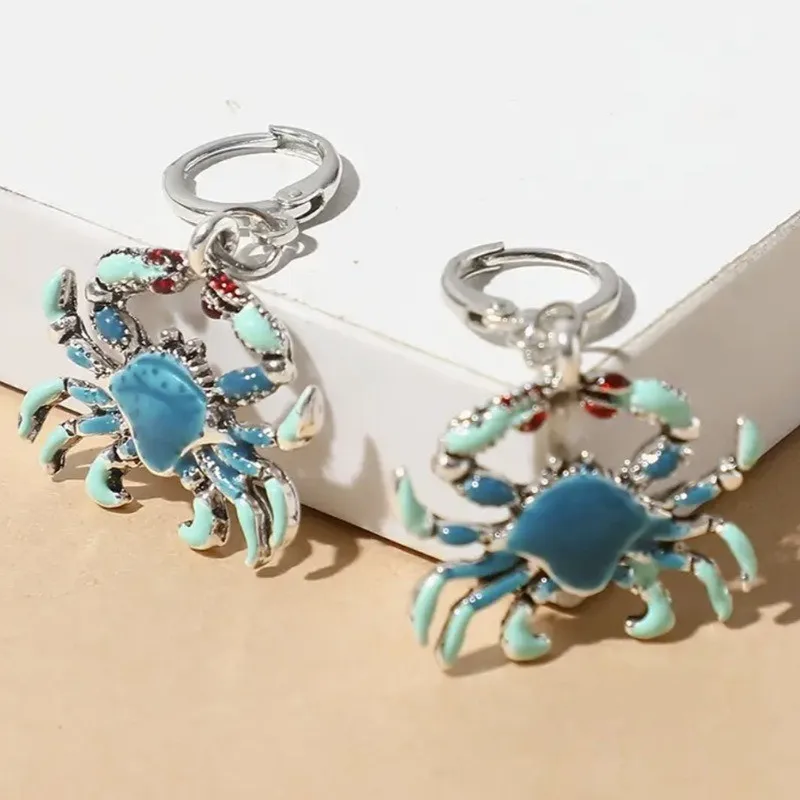 New For Fashion Creative Beach Metal Crab Earrings OriI Hawaii Beach Vacation Sea Breeze Crab Earrings Jewelry