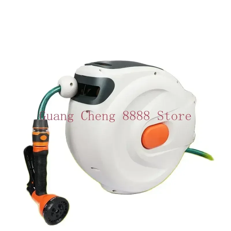 10/20m Automatic Rewind Hose Reel with 7 Pattern Hose Nozzle Water Hose Reel Slow Return System for Car Garden