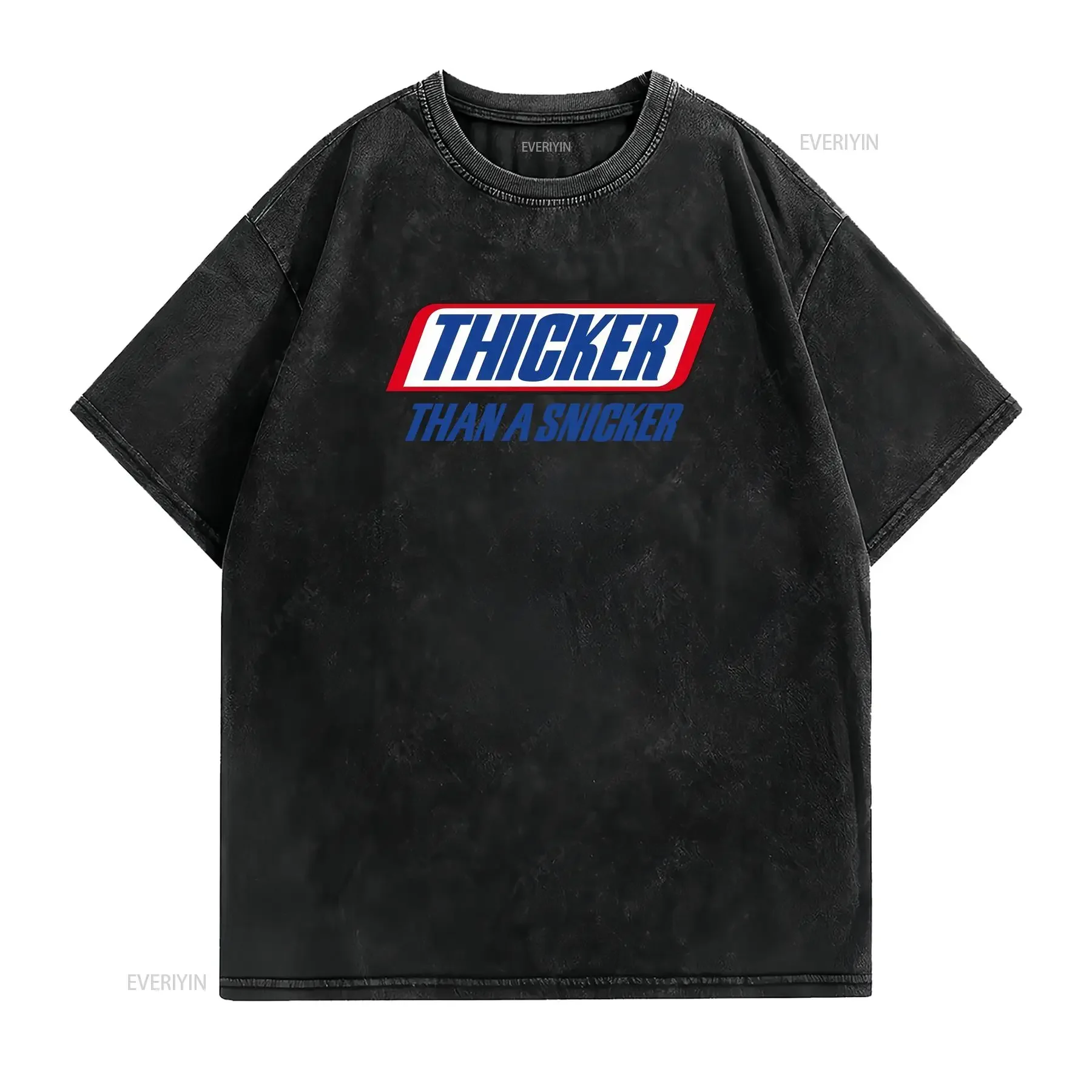Thicker Than A Snicker T Shirt Candy bar Humor Funny Food adult gift for women long or short sleeves vintage Washed fashion