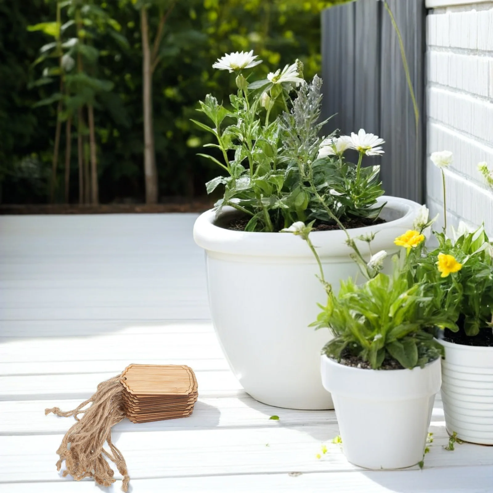20 stks Bamboe Plant Hangende Etiketten Lege Tuin Markers Voor Outdoor Kamerplanten Herbruikbare Groente Bloempot Tags Touw