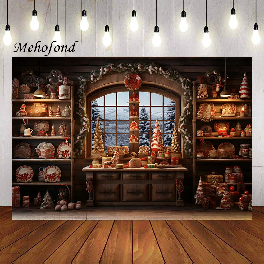 Mehofond Photography Background Winter Christmas Indoor Kitchen Xmas Party Kid Family Party Portrait Decor Backdrop Photo Studio