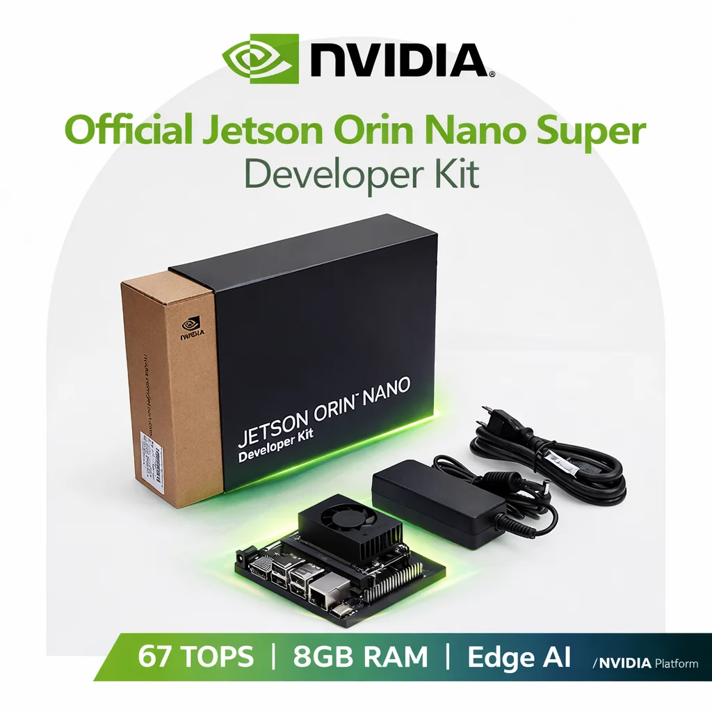 NVIDIA Official Jetson Orin Nano Super Developer Kit, 67 TOPS Edge AI, 8GB, Wi-Fi，Dual M.2