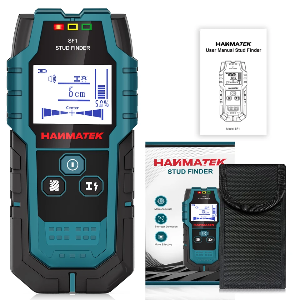 HANMATEK SF1 Stud Finder Wood Studs Metal Detection of Live Cable Metal Depth Measurement Finder Wall Detector Scanner, image 6