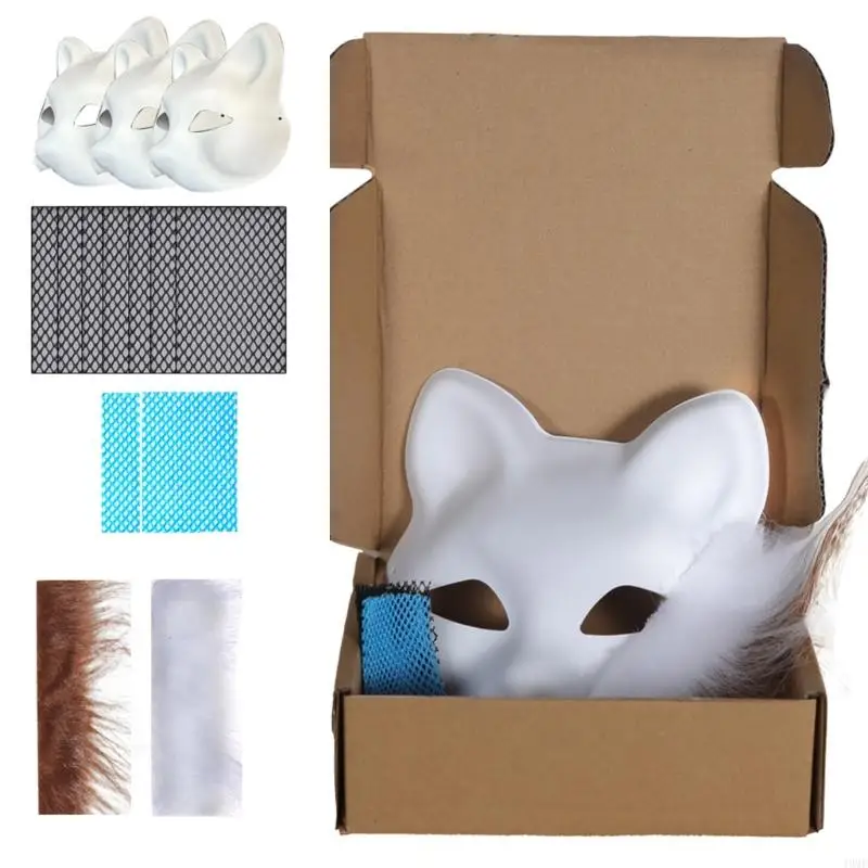 Mặt nạ không sơn 49mf bao gồm vải trim lông không sơn mặt nạ mặt nạ có thể sơn cho trẻ người lớn