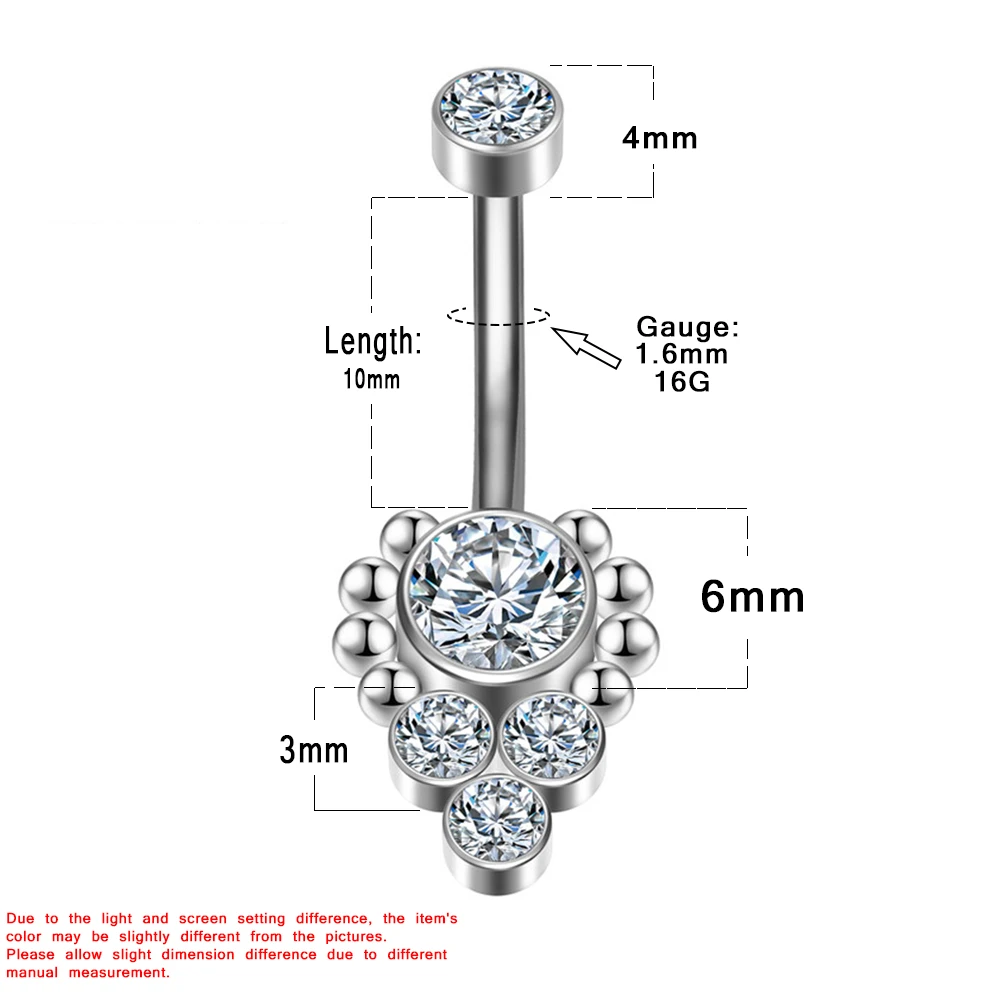 G23 Titanium Navel Piercing Zircon Diaphragm Clicker Hinge Segment Charming Belly Button Ring Body Jewelry Woman Accessories