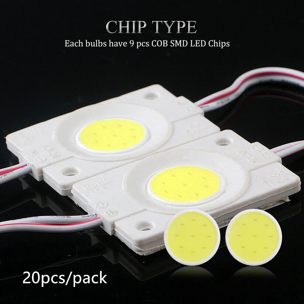 20PCS 12V Led Module COB Light Advertisement Design Sign Backlight Shop Banner Waterproof IP65 Warm White Red  Blue Yellow Pink