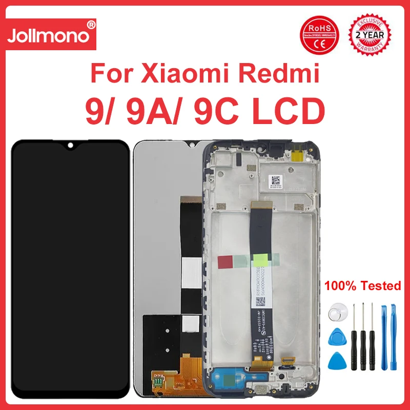 Display Screen for Xiaomi Redmi 9 M2004J19G M2004J19C Lcd Display Touch Screen with Frame for Redmi 9A / Redmi 9C Replacement