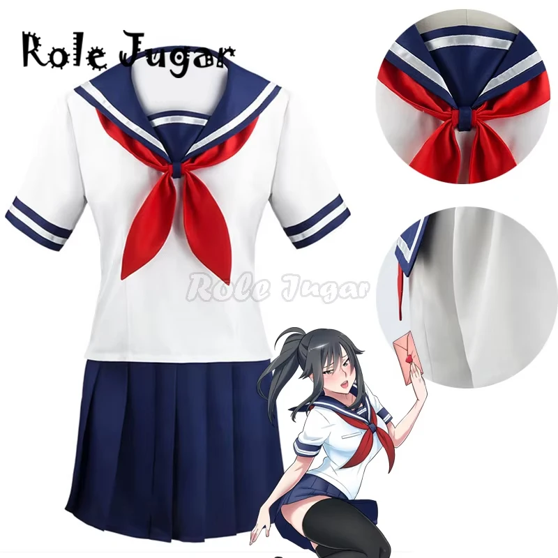 Game Yandere Simulator Cosplay Costume Ayano Aishi Uniforms Yandere-chan JK School Uniform Women Outfit Sailor Suit C36C92