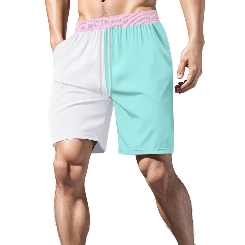 

New Men's Leisure Short Pants Male Summer Breathable Color blocking personality Short Pants Fitness Streetwear S-3XL