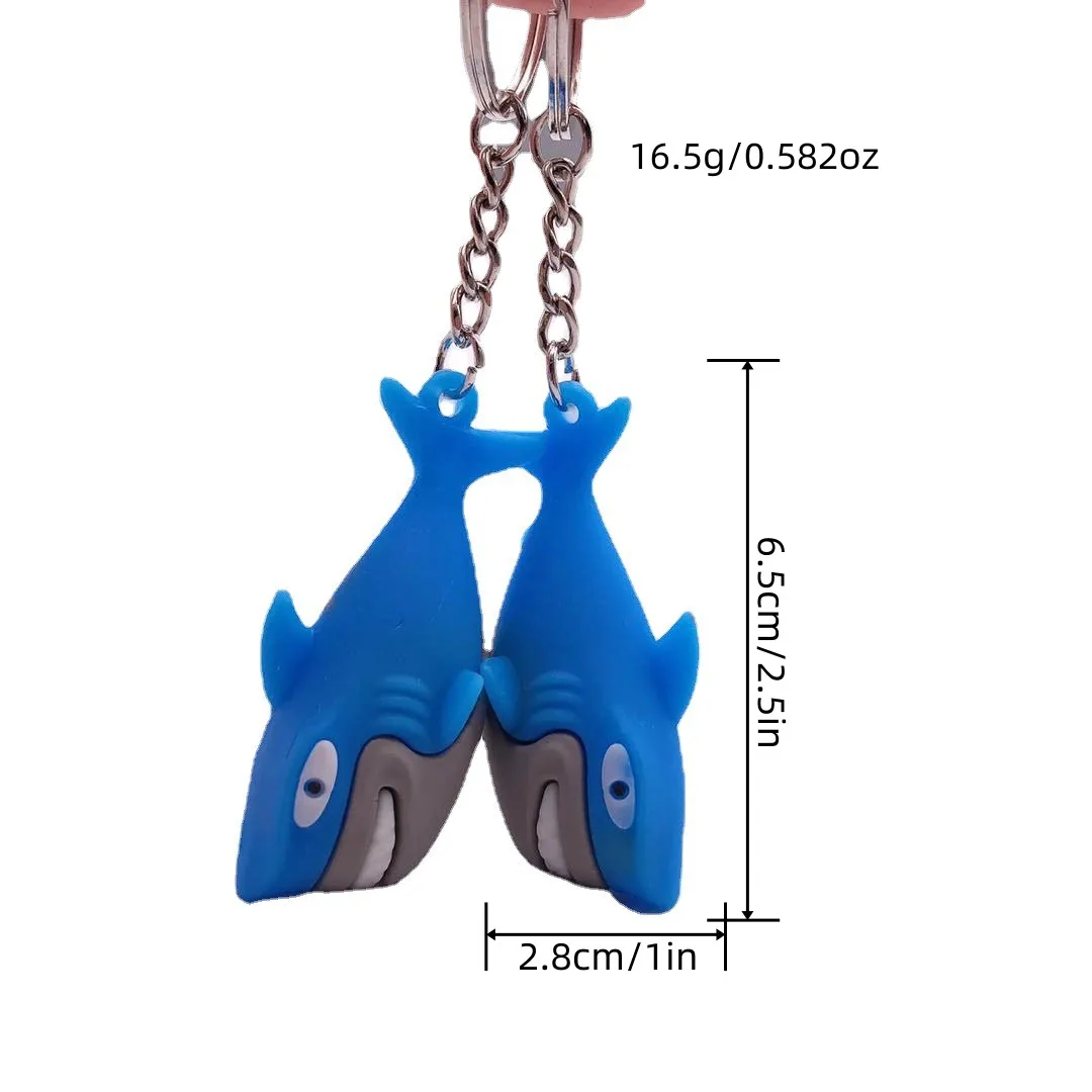 Creative Cartoon Cute 3D Three-dimensional Soft Glue Shark Keychain Bag Mobile Phone Car Keychain