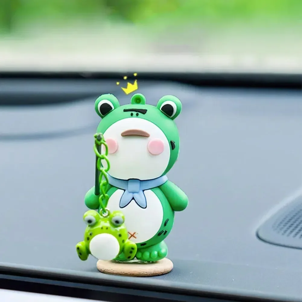 Cute Cartoon Frogs Mini Figurines Micro Landscape Decor Green Frogs Fairy Car Interior Dashboard Miniatures Home Decor Craft