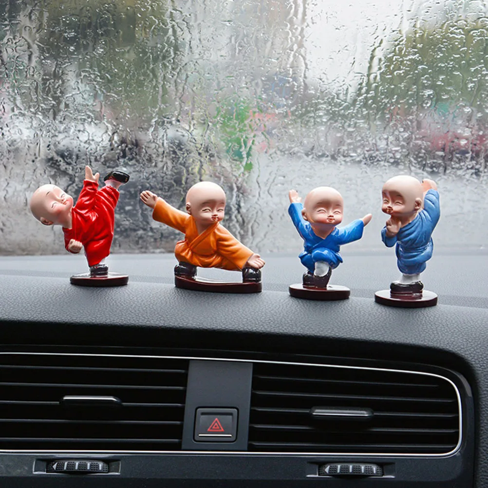 

4Pcs Resin Kung Fu Monk Figurines Car Interior Decoration Home Decor Office Desk Ornament Gift Car Decor Kongfu Monks