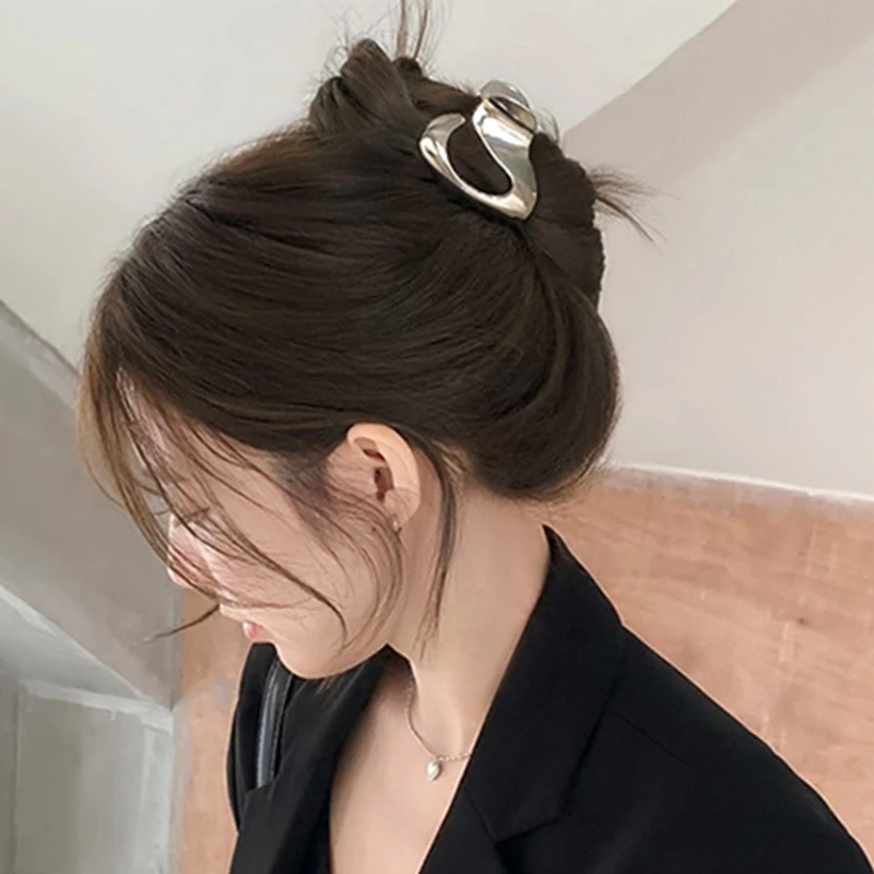 Hair Clip Metallic Feeling Geometric Hair Clip for Teens High Ponytail Hairpin