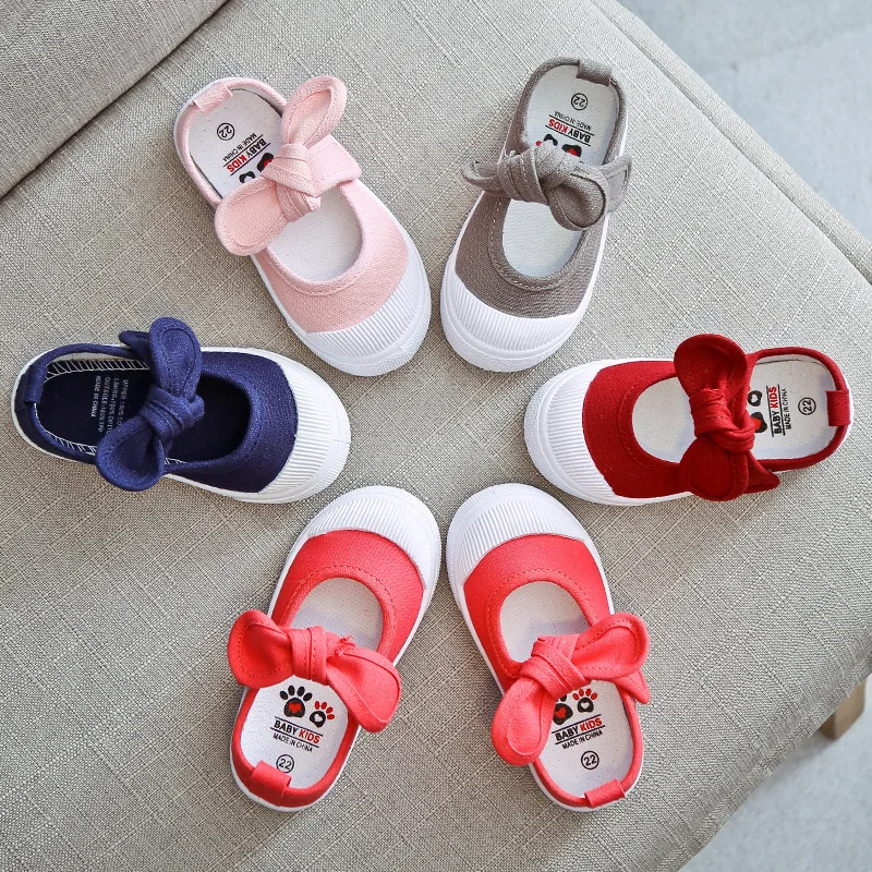 Korean Style Fashion Children Fashion Girls Canvas Shoes Versatile Bow Baby Girls Casual Shoes Drop Shipping Simple Dropshipping