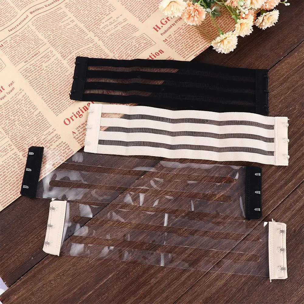 Non Slip 4 Rows Elastic Band Women Solid Color Extender Shoulder Strap Entension Buckle Bra Accessories Transparent Bra Strap