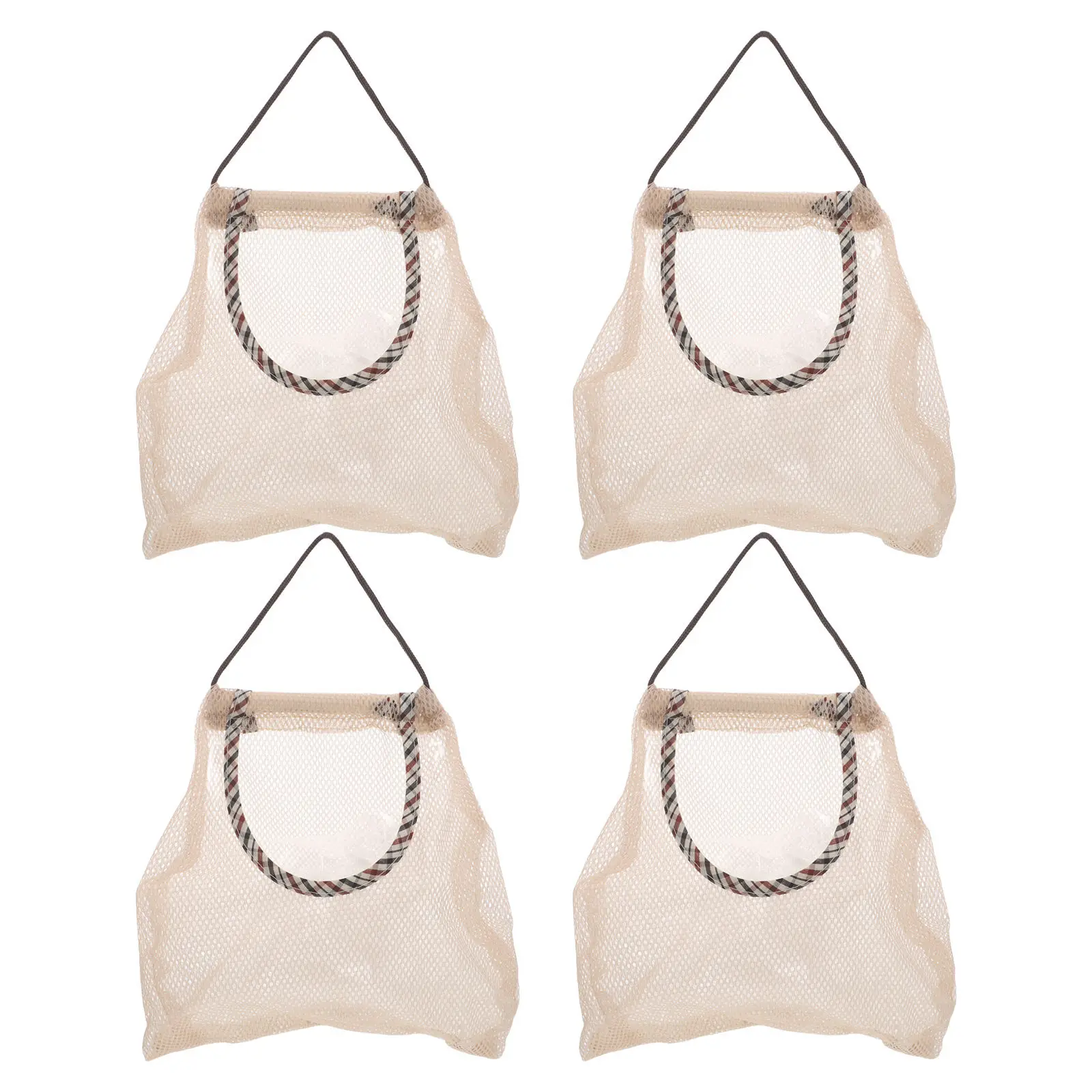 4Pcs Reusable Hanging Mesh Storage Bags Kitchen Organizer for Onion Potato Fruit Breathable Mesh Hanging Produce Bag Wall Mount