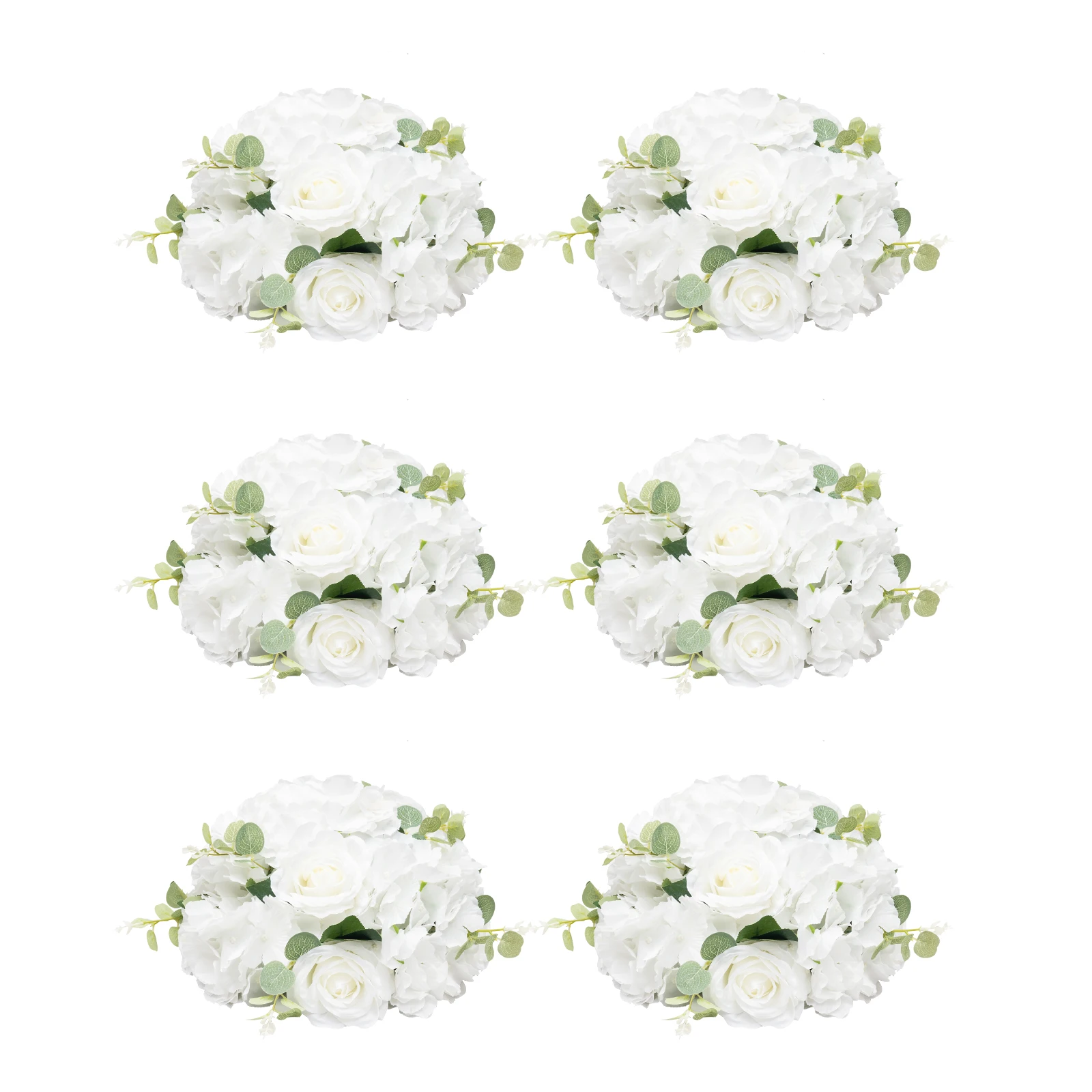 6 قطع من كرات الزهور الاصطناعية لتزيين الطاولة، محور حريري مع قاعدة بلاستيكية لحفلات الزفاف وأعياد الميلاد والديكور الداخلي