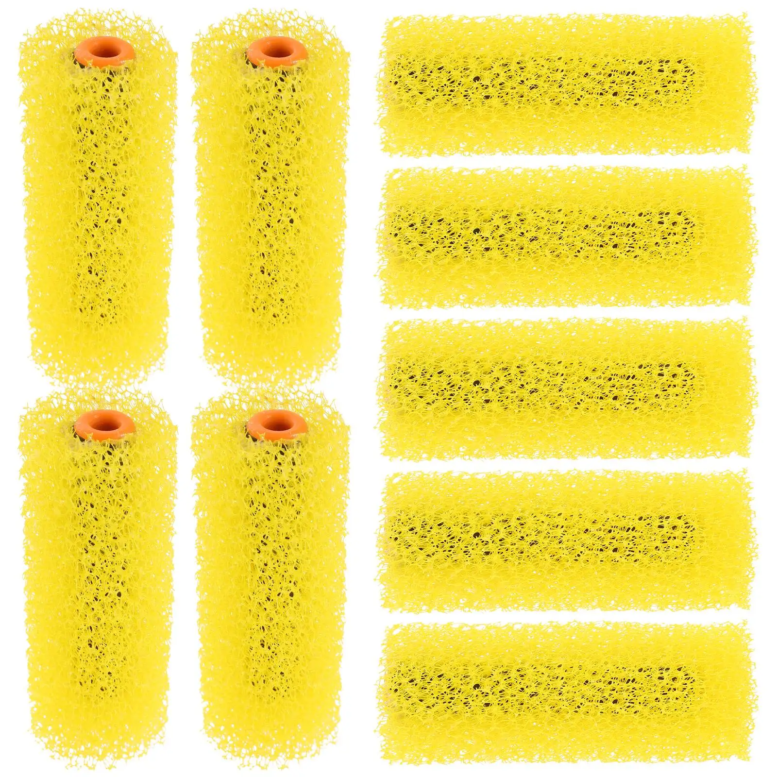 10 Pcs Sponge Texture Painting Roller Brush 4 Inch Yellow Foam Refillable Paint Roller Set for Diatom Mud Art Embossing Wall