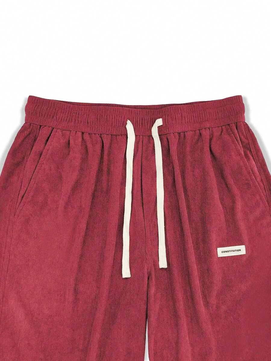 سروال قصير مستقيم للرجال مع رباط خصر مرن ملابس خارجية شتوية دافئة للخريف بنطلون رياضي حراري #6