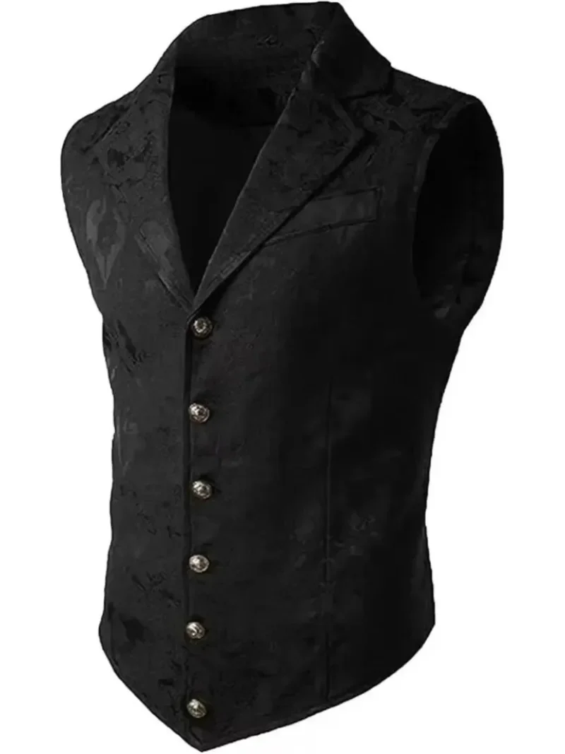 Herrenweste im viktorianischen Stil mit Blumenmuster, Revers, einreihiger Knopfleiste, ärmellos, für Hochzeiten, Bankette, Partys, formelle Anlässe – Detail 8