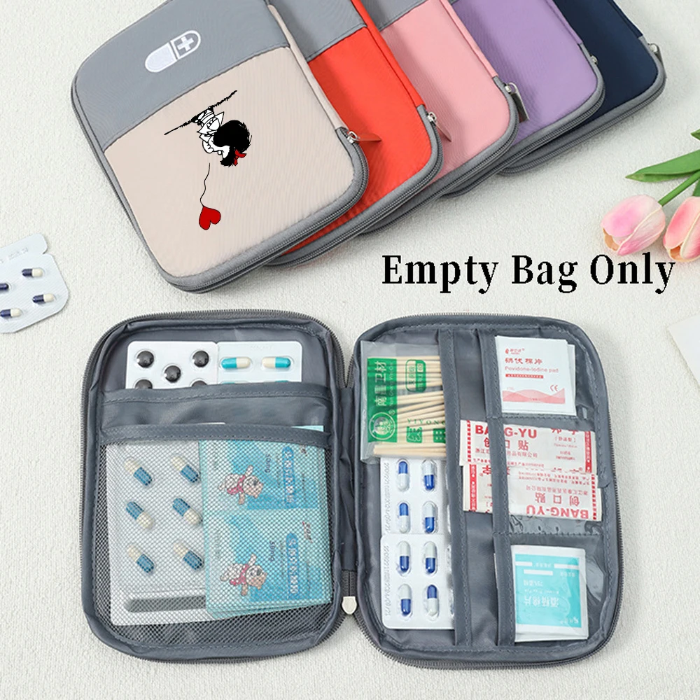 Mafalda Cartoon Print Empty First Aid Bag,Zipper Medicine Storage Bag, Portable Lightweight Pouch, Emergency Medical OrganizerP