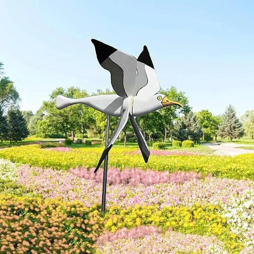 New Cute Seagul Whirligig Windmill Ornaments Flying Bird Series Windmill Wind Grinders For Garden Decor Stakes Wind Spinner R6e3