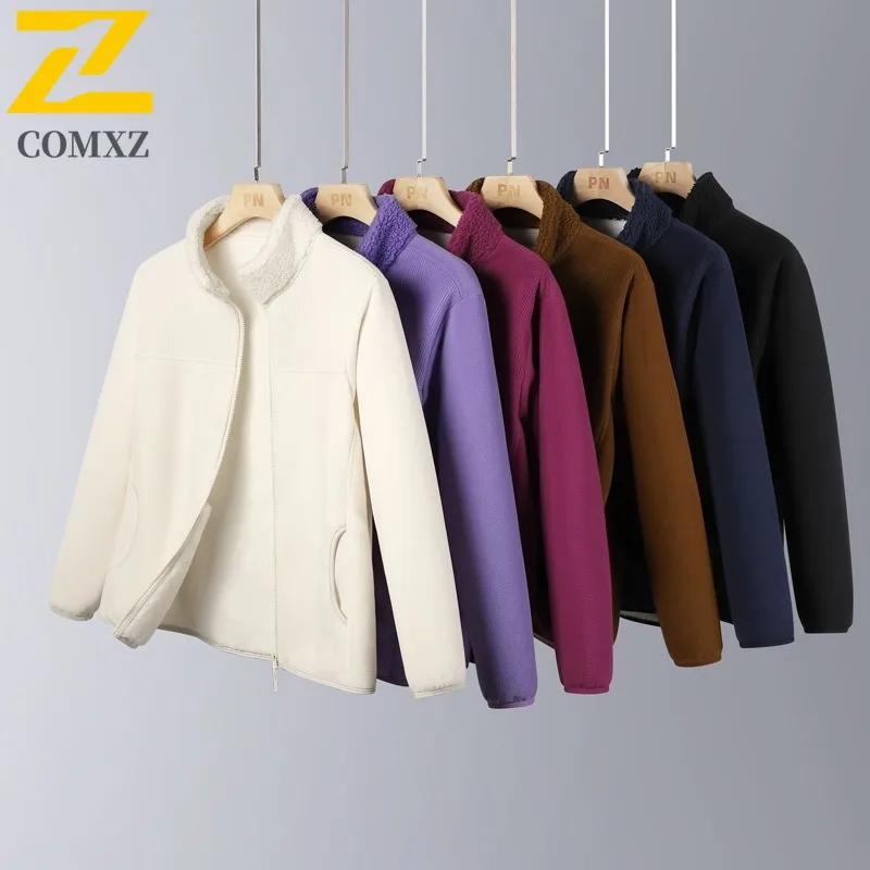 

COMXZ Men Jacket Simple Commute Office Thickened Warm Motorcycle Jacket Daily Style Lightweight Durable Winter New Clothing