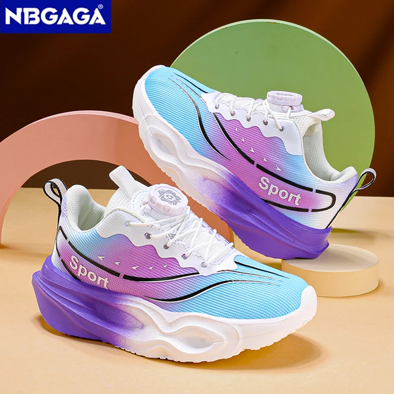 Kids Casual Sneakers Spring Autumn Rotating Buckle Boys Girls Mesh Breathable Sport Walking Lightweight Non‑Slip Children Runnin
