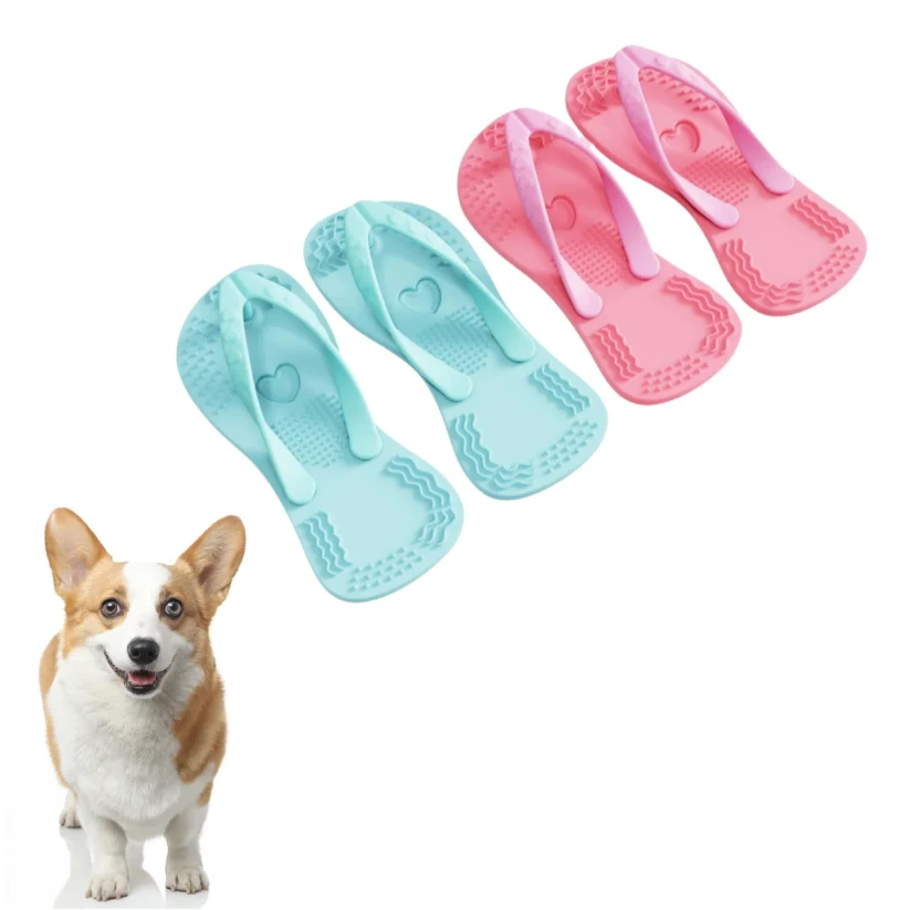 

Dog Silicone Teething Toys Flip-Flop Shaped Teething Toy for Small Medium-sized Dogs Textured Silicone Toy Clean Molar Teeth
